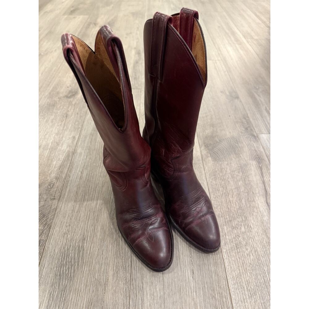 Vintage Frye Burgundy Leather Western Cowboy Boots – Made in USA Size 9D